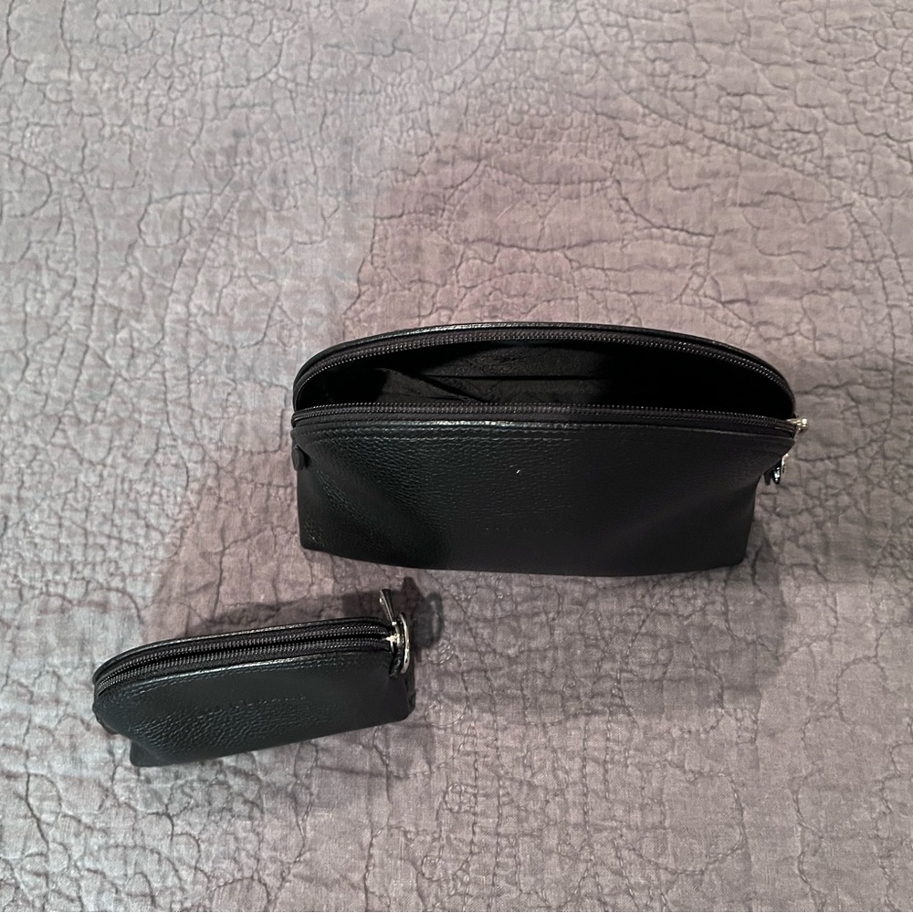 Longchamp Le Foulonné Leather Pouch Set – Black – Small + Medium